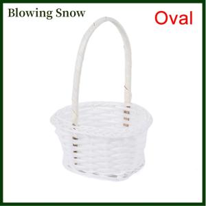Blowing 1Pcs Hand-woven Mini Plastic Weaving Storage Fabric Basket Rattan Tea Picnic Bag
