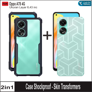 Paket 2in1 Casing Oppo A78 4G Case Fusion Armor Shockproof Free Skin carbon