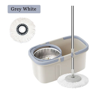 Hisoa 360°Rotary Mop With Spinner Heavy Duty Stainless Steel Spinner Mop with Drain Cap Dual Drive Tornado Mop Complete Set