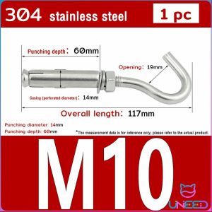 Need. Heavy Duty Concrete Hook 304 Stainless Steel M6 M8 M10 Expansion Screw Hooks