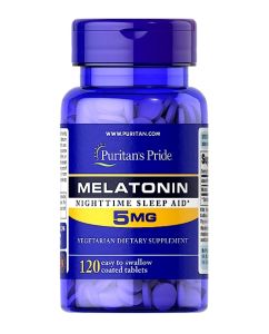 Melatonin 5mg 120 Tablets by Puritans Pride | For Restful & Deep Night Sleep