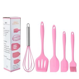 (GEL M169) Spatula Silikon Set Silicone Set Sutil Alat Masak 5pcs Spatula Silikon Anti Panas