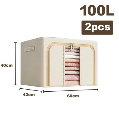 100L/72LFolding Stackable Steel frameOxford Cloth Quilt Pillow Toys Closet storage box organizer