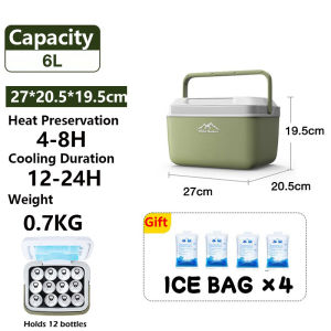 ❄️Lasts 72 hours ❄️Outdoor Cooler Ice Box Chest Insulated 6L 10L 16L Camping Fishing Freshness Preservation Ice Storage Upgrade