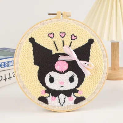 [Full Set] Sanrio Punch Needle Embroidery Kit Kuromi Cinnamoroll Melody Punch Needle Set Beginner Cute Animal Embroidery Kit Set Beginner 库洛米玉桂狗美乐蒂系列刺绣戳戳乐戳戳绣DIY