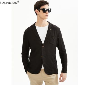 Spring Autumn Single Breasted Men Blazer 55% Linen 45% Cotton Breathable Anti-static Cool Man Suit Jacket Quality Casual Male