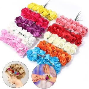 NOBLELUX 144PCS 2CM Artificial Rose Flower Mini Paper Rose Artificial Flowers Bouquets DIY Fake Flower Bouquet Wedding Decorations