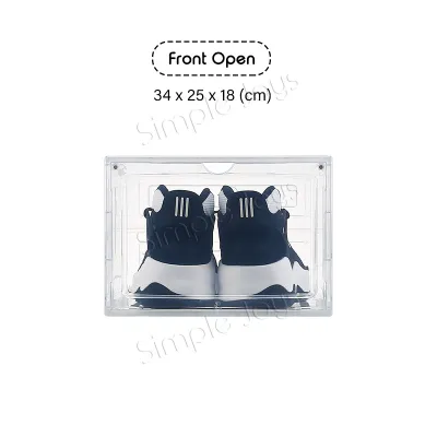 Stackable Solid Clear Shoe Box Storage Container Organizer