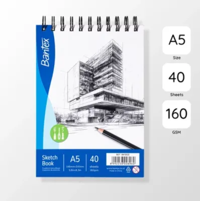 Bantex Buku Gambar Sketsa A5 / Sketchbook Spiral A5 160gr 40 Lembar BK1003