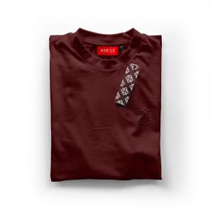 Classic Basic Regular Fit Red Maroon Kaos Premium T-Shirt Embossed Monogram Logo Limited Edition