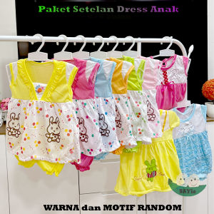 BAYIe - 6 12 PCS Setelan Dress Baju Anak Perempuan Cewek Motif RANDOM NFC / Pakaian anak