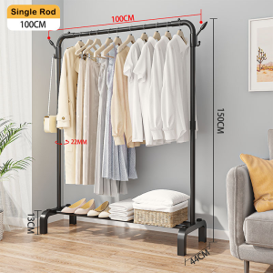 Durable Multi-Tier Clothes Rack with Shoe Shelf Strong Structure Clothes Hanging Rack Space Save Rak
