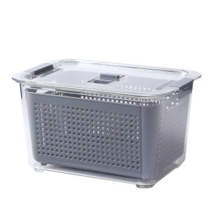 Factory Wholesale Small Double Layer Plastic Drain Basket Fruit And Vegetable Dryer Drain Box Set-KC47