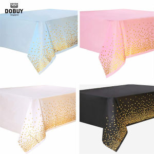 🔥SG LOCAL STOCK🔥 137cm x274cm High Quality Festive Party Tablecloths PEVA oilproof waterproof plastic table cover dots Decor reusable table cloth