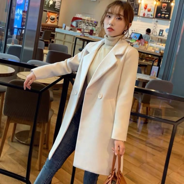 Women's Coat 2022 Winter New Student Wool Coat Women's Medium Long Suit