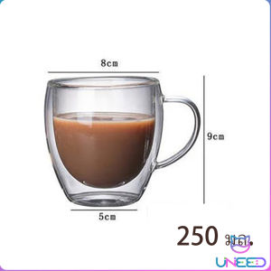 Need. Transparent Double Wall Glass Cup Coffee Mug Heat Resistant Cup With Handle 150ml/250ml/350ml