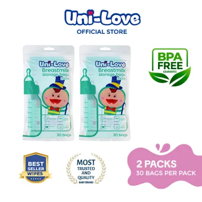 UniLove Green Breastmilk Storage Bags 200ml (30 Bags per Pack) Pack of 2