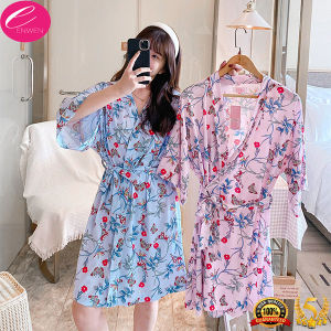 ENWEN women bathrobe ladies bathrobe summer Korean floral kimono bath robe pure cotton soft breathable retro super fairy ladies pajamas bathrobe sleepwear for woman robe for woman