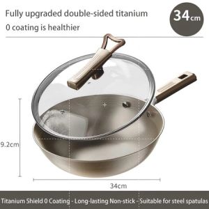 Double-Sided Titanium Non-Stick Wok Pan Zero Harmful Coating Scratch Resistant Healthy Cooking Pan for Malaysian Kitchen