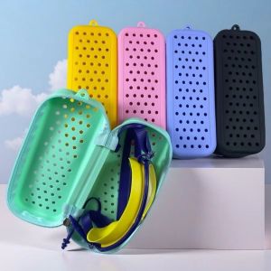 NOBLELUX Perforated Swim Goggle Case Durable Silicone Swimming Protection Portable Breathable Eyeglasses Storage Bag Travel Use