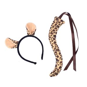 Funny Animal Costume Set Zebra Tiger Leopard Giraffe Ears Headband Tail Set Fancy Dress Up Halloween Cosplay Costume