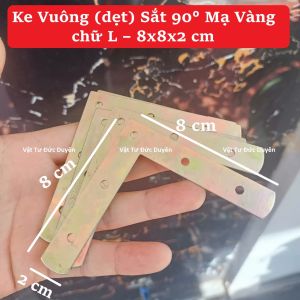 Ke Vuông Sắt (Dẹt) 90° Mạ Vàng 8.5x8.5x2 cm – Dùng Cho Bàn Ghế Tủ Kệ Phụ Kiện Lắp Đặt Nội Thất Cơ Khí