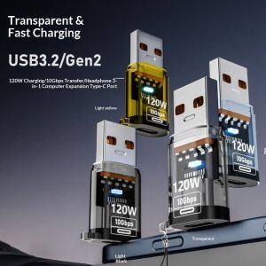 JJT USB3.2 Adapter with 120W Fast Charging and 10Gbps Data Transfer