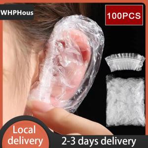 [COD] WHPHous Ship within 24 hours 100pcs Disposable Earmuff Stransparent Waterproof Earmuffs Hair Dye Perm Color Plastic Earmuffs