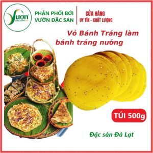 Bánh tráng vàng Đà Lạt làm bánh tráng nướng tròn bánh nướng trứng (Xấp 500g 25-27 tờ) - Vườn Đặc Sản