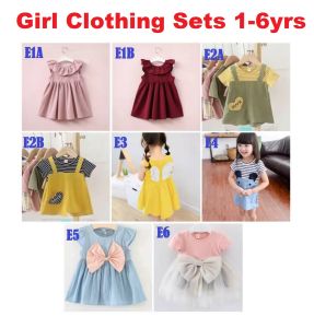 (Msia Stock) Girl Clothing Set Suitable For 6 months To 6 yrs old Height 90cm-130cm High Quality Fashion Dress Set Baju For Girl Cloth Set Girl Dress