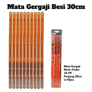 Mata Gergaji Besi 30cm Finder isi 10pcs Hacksaw Blades 24 TPI