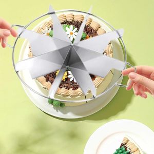 Dao cắt bánh bằng thép không gỉ có tay cầm bên dụng cụ cắt bánh tròn dụng cụ cắt 6/7/8 phần bằng nhau cho bánh pizza bánh quy bánh ngọt (7 lát)