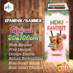Spanduk Banner Ukuran 50x100cm MENU Free Custom Design Dan Ukuran