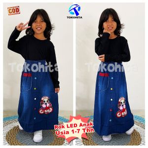 Rok Anak Jeans LOL LED (Bisa Menyala) Untuk usia 1-7 tahun