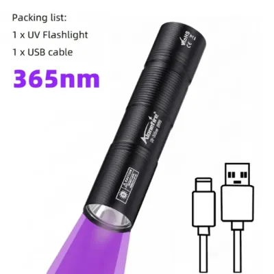 Alonefire SV98 365nm UV Flashlight USB Rechargeable Mini Palm Ultraviolet Nail Lamp Torch Pets Urine Cat Tinea Money Ore Marker Detection Light