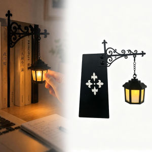 Bookshelf Lamp Vintage Library Lantern Insert Decor Light Cordless Battery Powered Cozy Bookcase Decor Accessories Gifts For Book Lovers Readers Home Office
