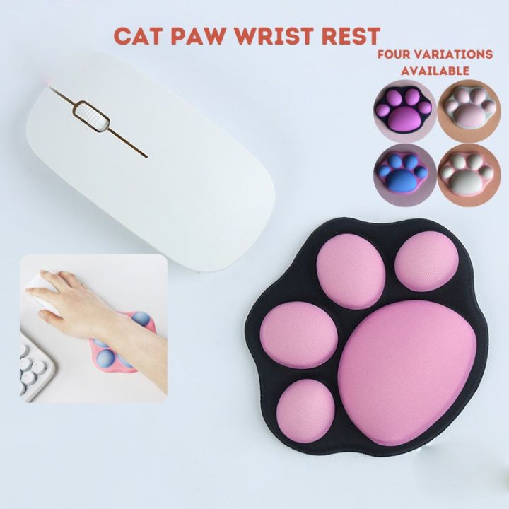 Cute Cat Paw Wrist Rest Mouse Pad Non Slip Sponge Mouse Mat Pink 3D