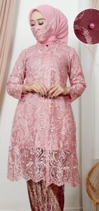 Satu Setel Tunik Tiara Busui Tille Kebaya Modern Wanita Kondangan Mewah Kebaya Brukat 2024 Terbaru