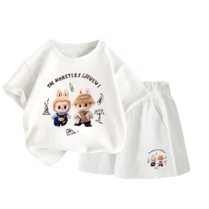 Set Bộ Dành Cho Bé size từ 10-55kg Vải thun Cotton Mềm Mịn Co Giãn Hình Labubu cặp Đôi đội mũ cute