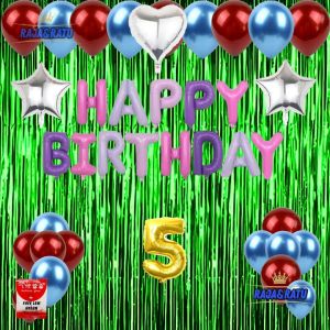 Paket Dekorasi Pesta Balon Happy Birthday Purple Set Dekor Ulang Tahun Tirai Hijau Simple