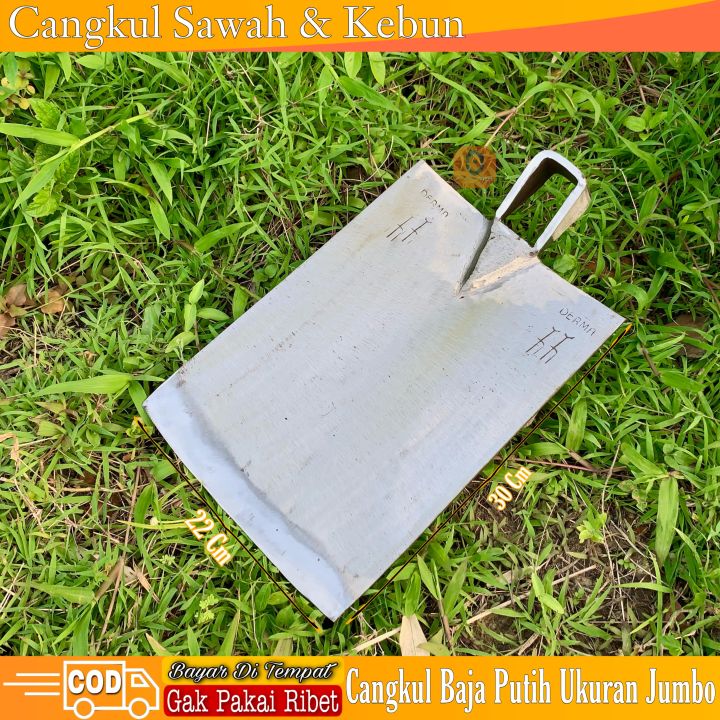 Cangkul Baja Putih Asli Tajam Cangkul Sawah Kebun Ukuran Besar 22x30 Cm