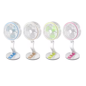 Multifunction USB Charging Folding Mini Fan with Led Light Mini 360 Rotation Folding Table Lamp Built In Battery Desktop Fan Desk Light USB Rechargeable Folding Fan Lamp Plug LED Light