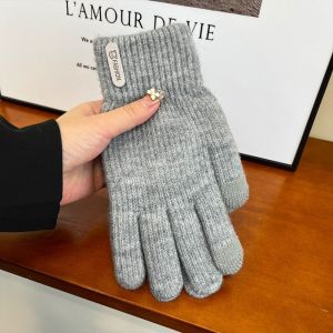 BAIXL Five Finger Knitting Gloves Touch Screen Korean Style Full Finger Mittens Gift Warm Cycling Driving Gloves Female