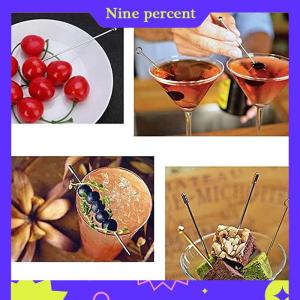 Nine percent ไม้ค็อกเทลสแตนเลส4ชิ้นแบบใช้ซ้ำได้สำหรับเครื่องดื่มมาร์ตินี่