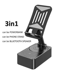 Portable Bluetooth Speaker with Folding Phone Holder - Adjustable Stand & Powerbank