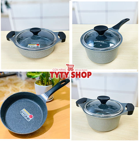 Chảo đá, Nồi đá thân cao, quánh chống dính Lock Lock dòng Stone 7 nhiều ...