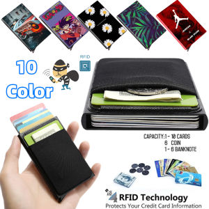 Squid Game Slim Credit Card Holder Men Anti Protect Travel ID Card Smart Wallet Women Metal Aluminium Case with Elasticity Back Pouch