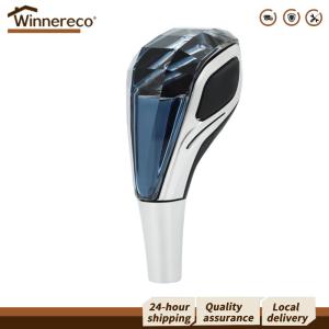[Winnereco Flagship Mall]Car Safety Accessories Touch Activated Crystal Handles with Multi-Color LED Light for Enhanced Interior Style and Automatic Gear Shift Knob