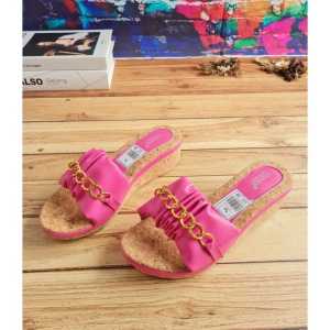Sandal Wedges Kerut Rantai Terbaru - BAY.ID