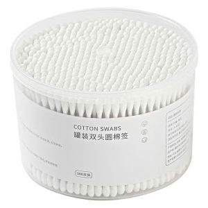 Hộp 500 Tăm Bông Ngoáy Tai Thân Gỗ Chất Liệu Cotton 2 Đầu Đa Năng